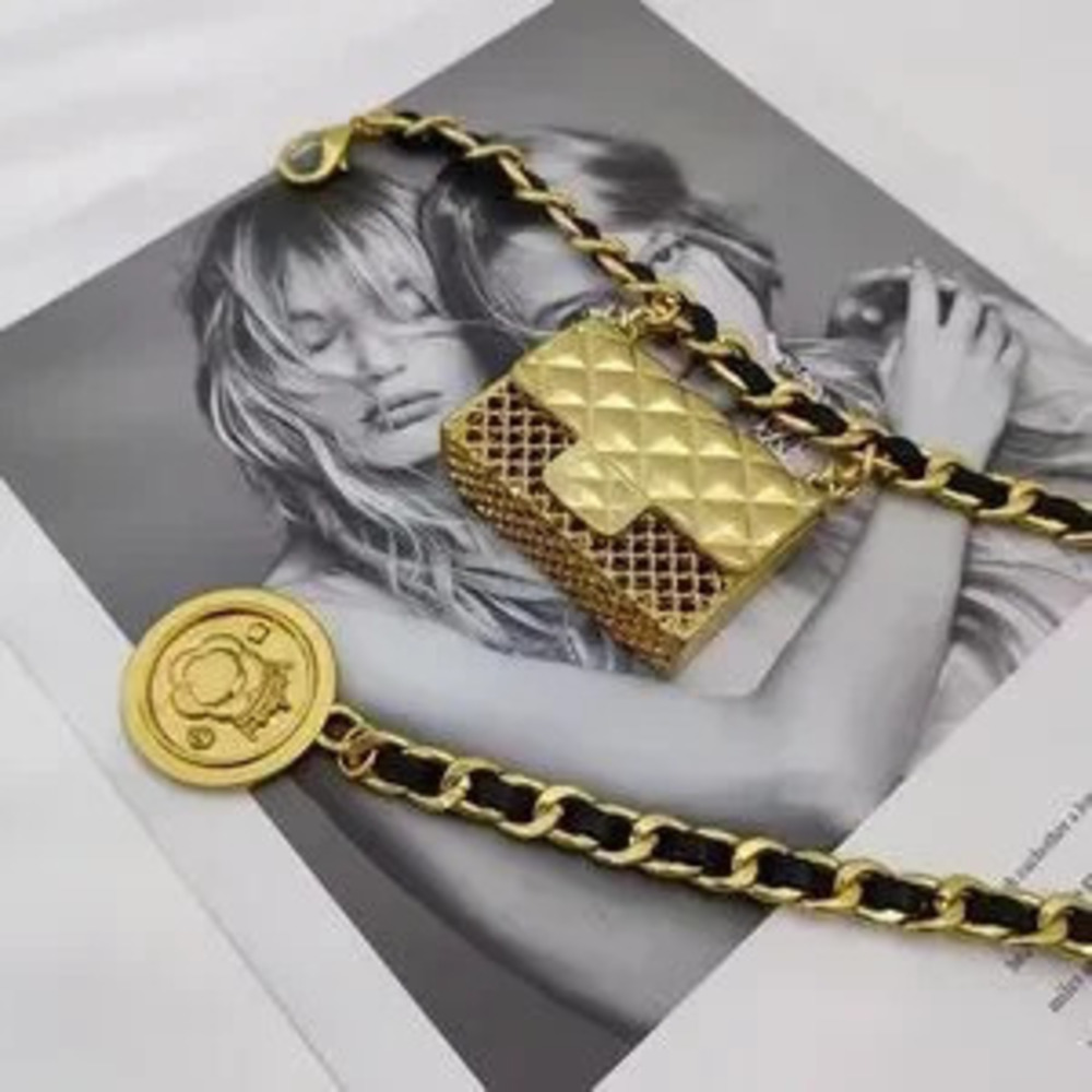 New Fashion luxury anthro Gold Chain Belt charm